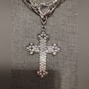 Large Rhinestone Cross On 3 Chains
